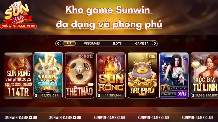 SUNWIN có những nhóm trò chơi nào