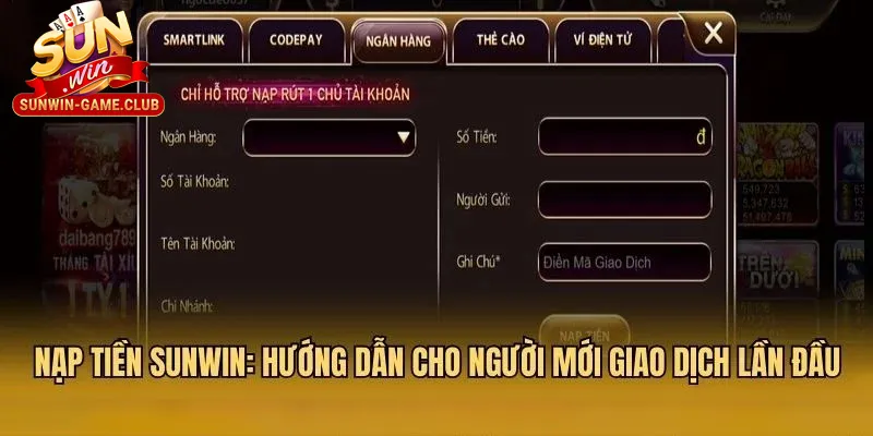 xác định đúng nơi nạp tiền và đúng tài khoản