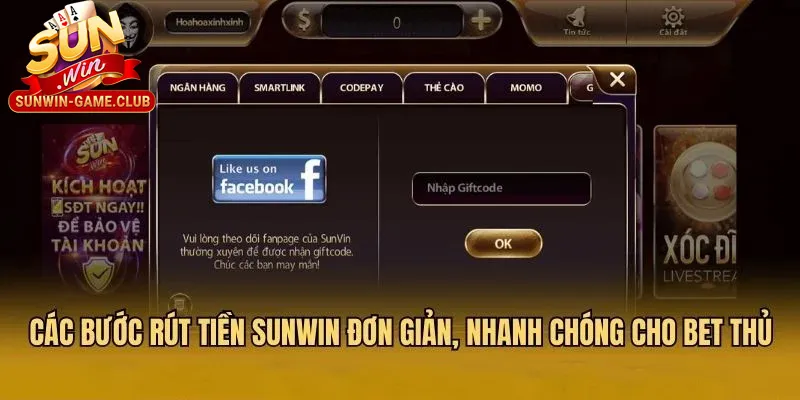 Các bước rút tiền SUNWIN