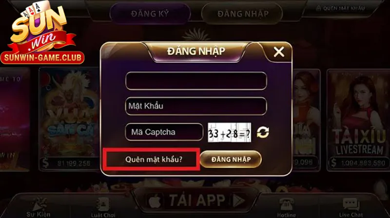 Quên mật khẩu Sunwin