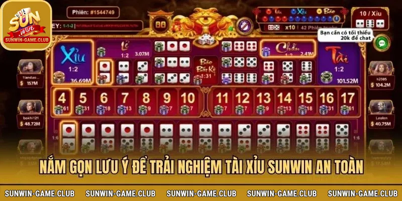Lưu ý để trải nghiệm chơi Tài Xỉu Sunwin an toàn