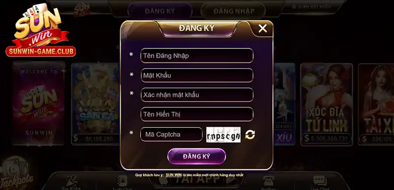Các bước đăng ký SUNWIN